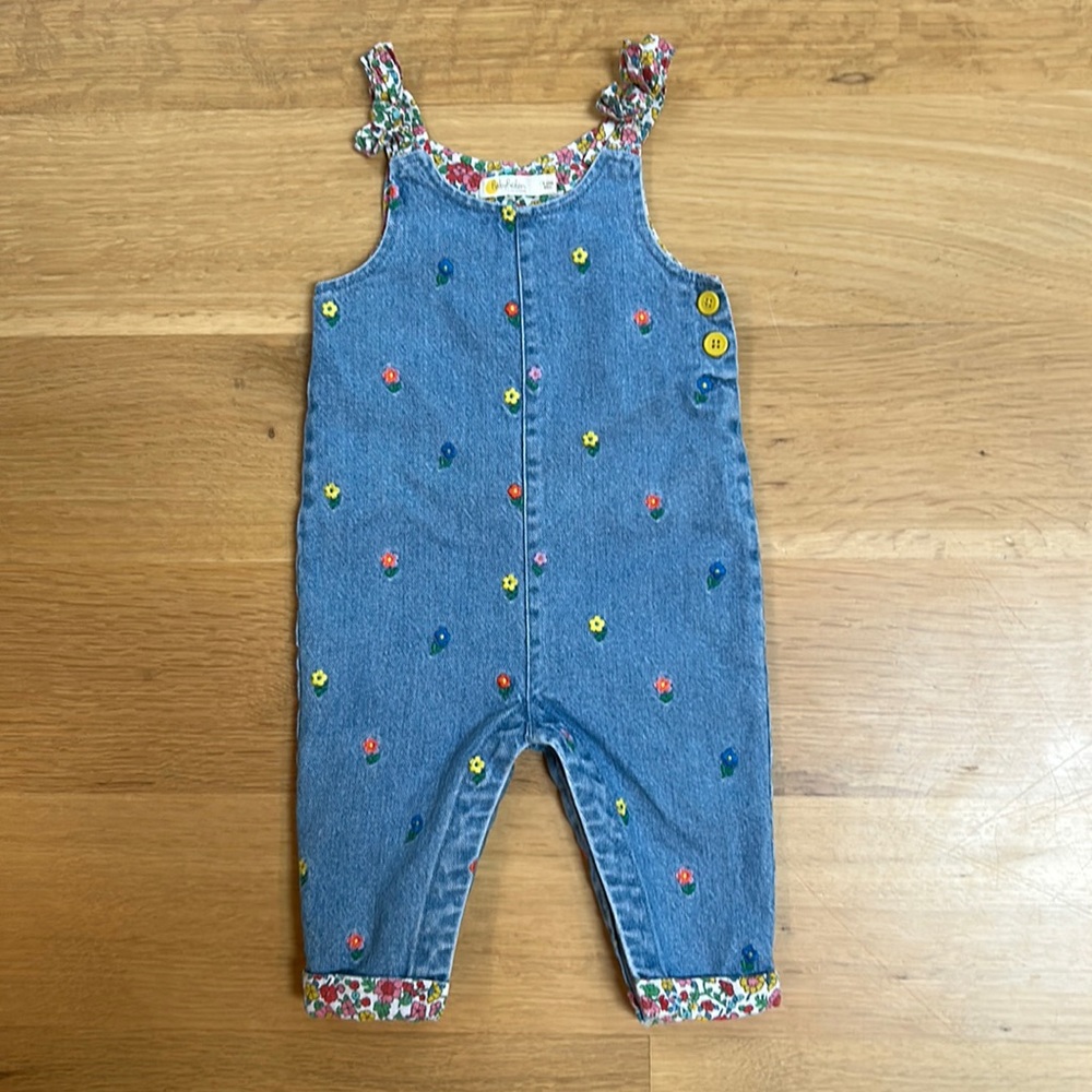 Mini Boden Floral Embroidered Overalls